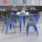 Flash Furniture Blue Metal Chair with Wood Seat and Arms, PK4 4-CH-31270-BL-WD-GG - alternate 1